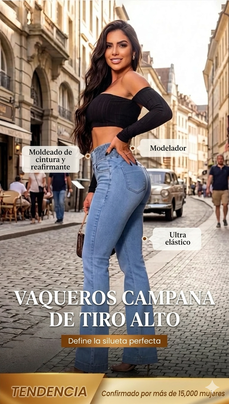 50% Descuento oferta por tiempo limitado💕Jean de campana y tiro alto👖
