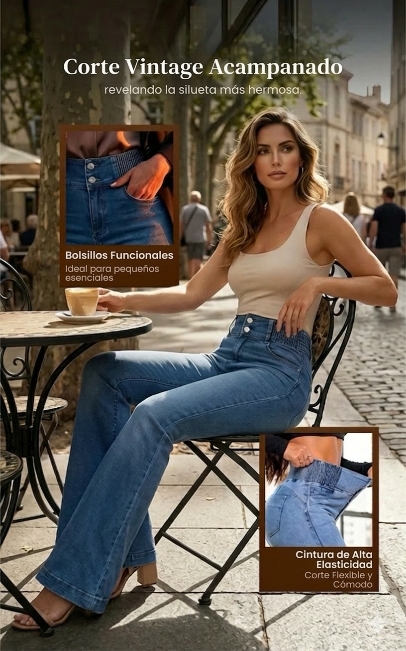 50% Descuento oferta por tiempo limitado💕Jean de campana y tiro alto👖